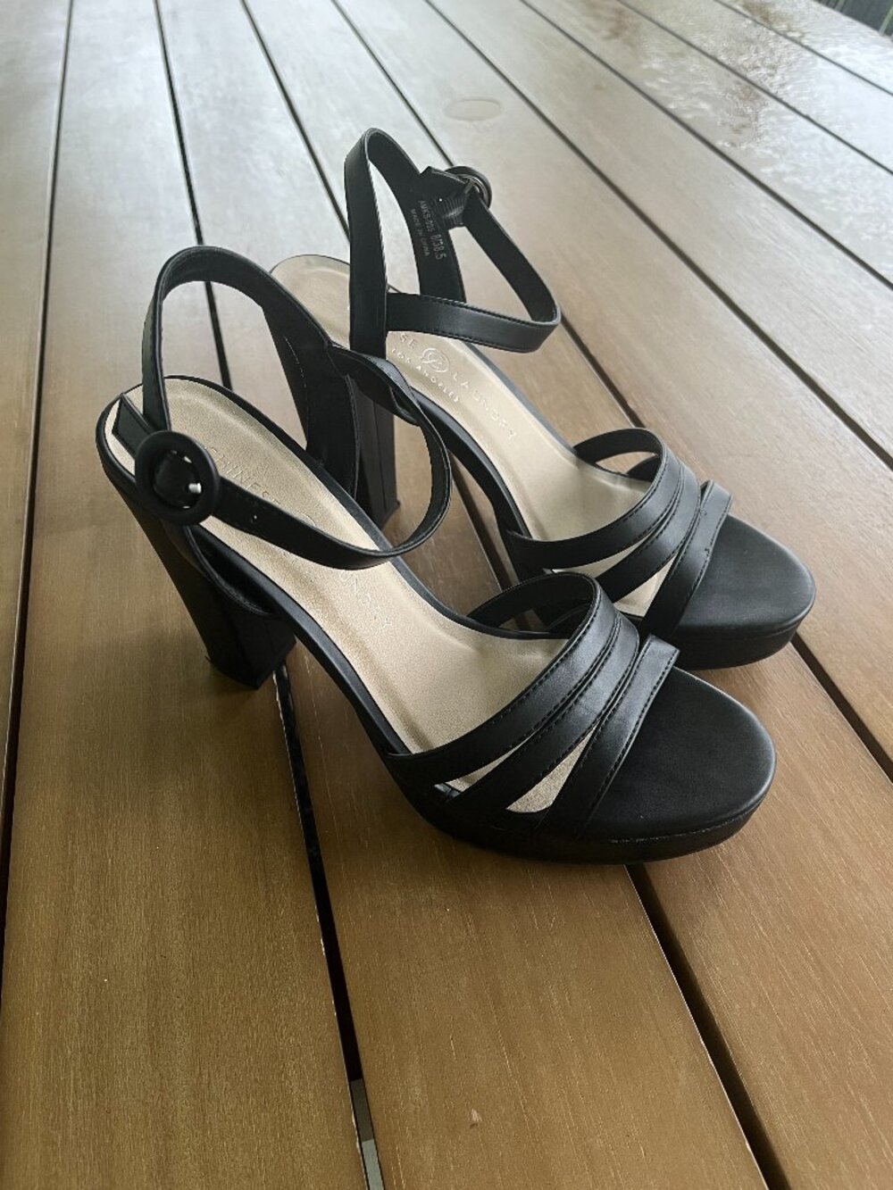 Chinese Laundry Leather Block Heel Shoes • Size 8 • Black